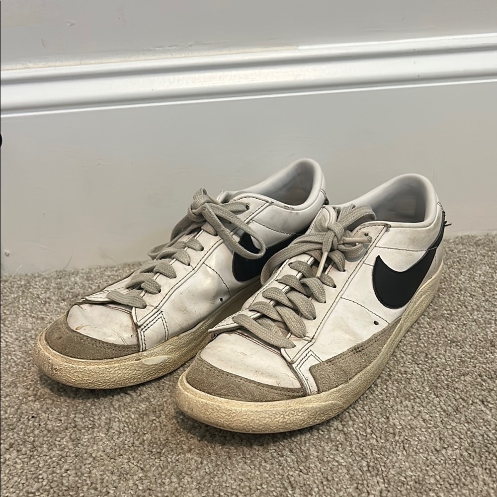 Nike Blazer Low White Sneakers with Black Swoosh